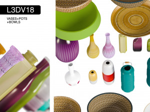 l3dv18g02 - vases bowls set 3D Модель
