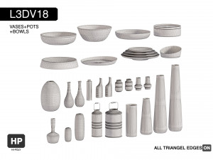 l3dv18g02 - vases bowls set 3D Модель