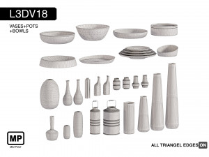 l3dv18g02 - vases bowls set 3D Модель