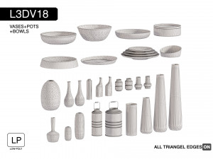 l3dv18g02 - vases bowls set 3D Модель