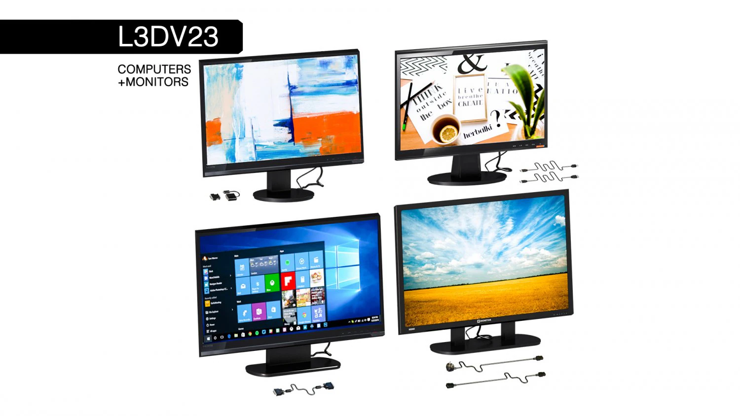 l3dv23g02 - computer monitors set 3D Model .c4d .max .obj .3ds .fbx .stl .blend 