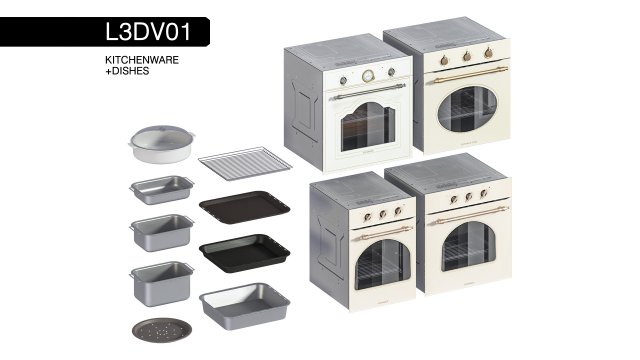 l3dv01g10 - kitchen ovens pallets forms set 3D Model .c4d .max .obj .3ds .fbx .stl .blend 