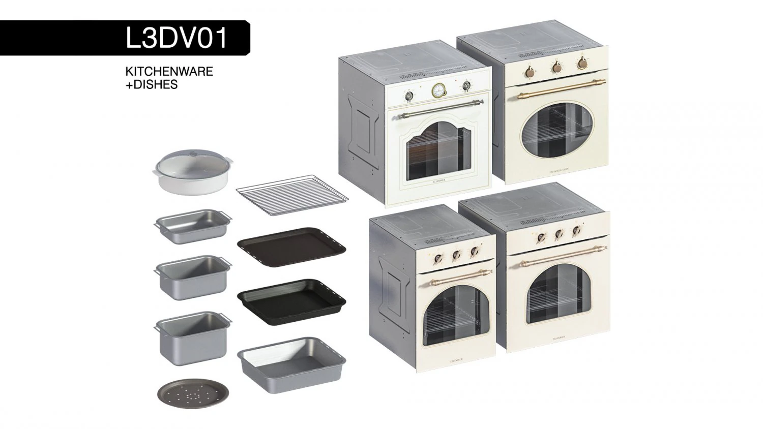 l3dv01g10 - kitchen ovens pallets forms set 3D Model .c4d .max .obj .3ds .fbx .stl .blend