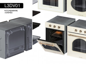 l3dv01g10 - kitchen ovens pallets forms set 3D Model
