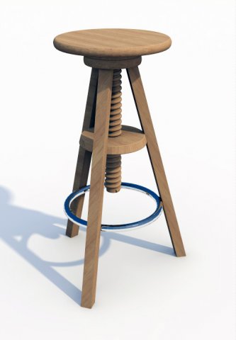 wooden bar stool Modelo 3D .c4d .max .obj .3ds .fbx .stl .blend 