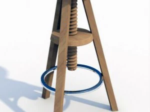 bangku bar kayu Model 3D