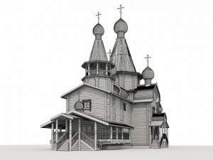 russian wooden church 3D Model