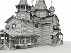 russian wooden church 3D Model