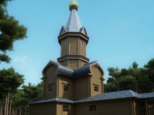 wooden church russian 3D Model