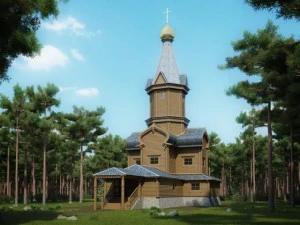 wooden church russian 3D Model
