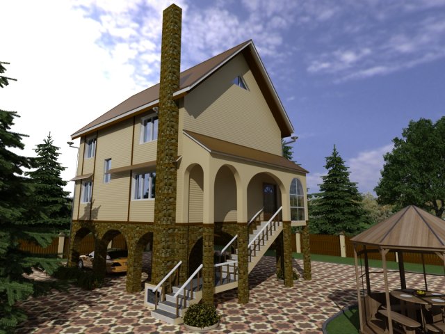 cottage 6 3D 模型 .c4d .max .obj .3ds .fbx .stl .blend 