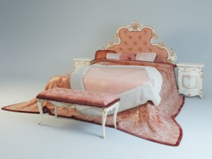 ghezzani versale bed bedside table padded seat 3D Model
