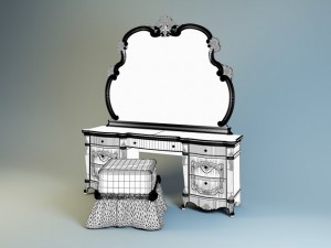 ghezzani versale dressing table and pouffe 3D मॉडल