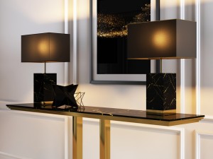 console in gold and black marble finishes Modello 3D