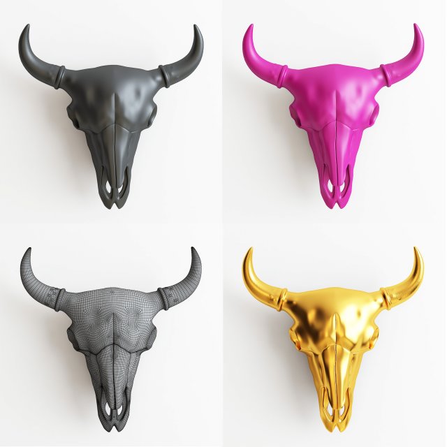 bison skull 3D 打印模型 .c4d .max .obj .3ds .fbx .stl .blend