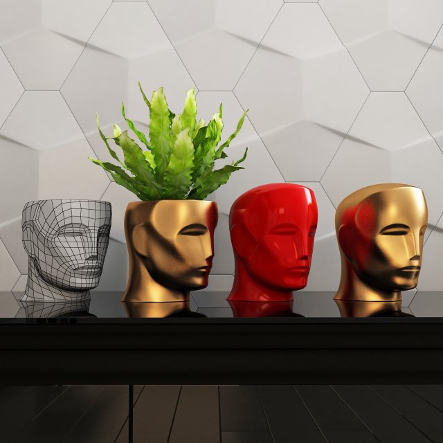Oscar head moneybox vase flower pot Modelo de Impressão 3D .c4d .max .obj .3ds .fbx .stl .blend 