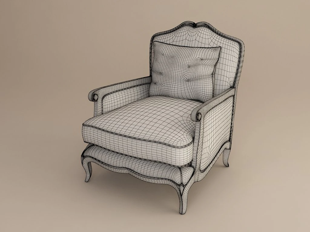 armchair 3D Model .c4d .max .obj .3ds .fbx .stl .blend 