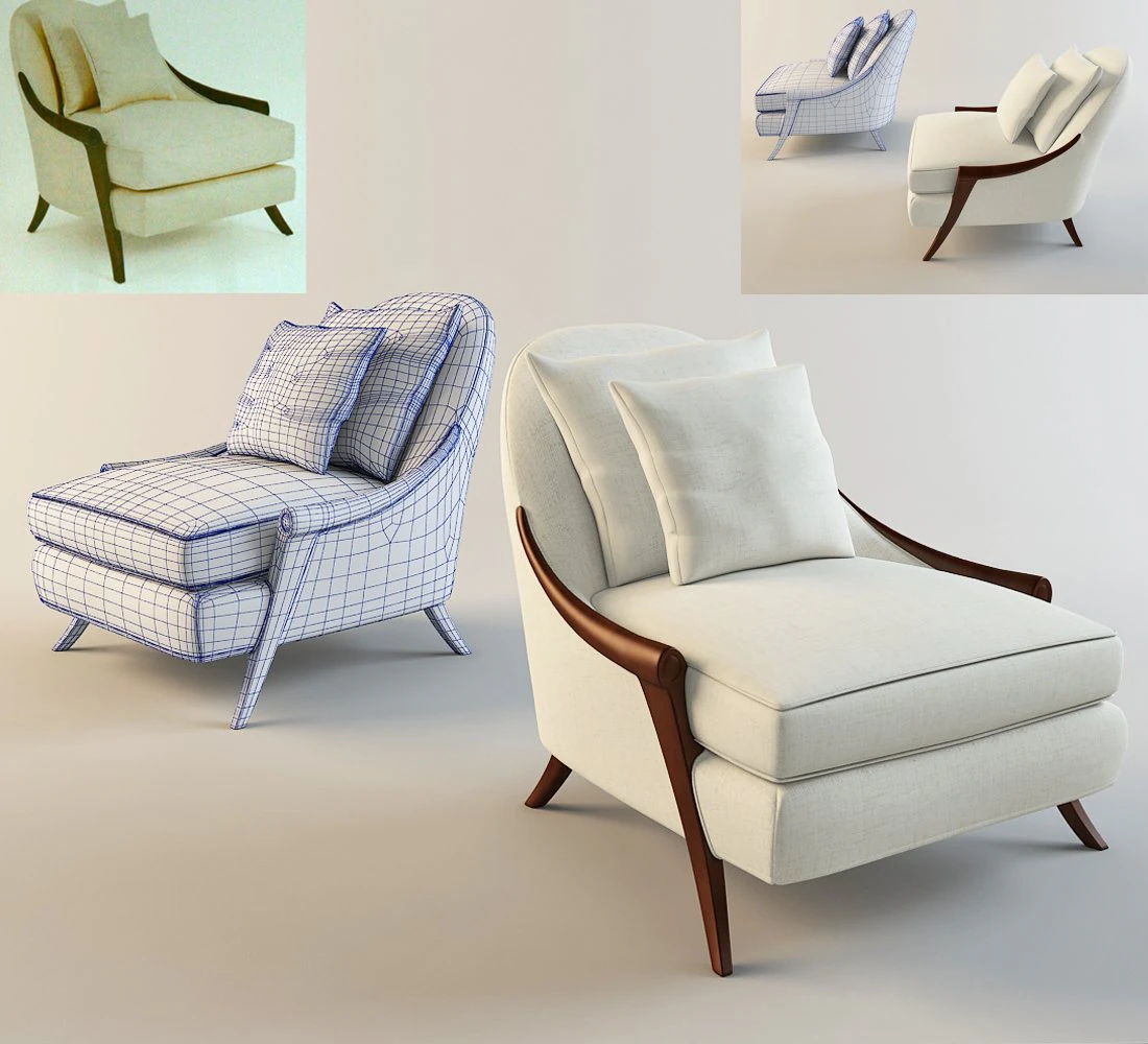 armchair 3D Model .c4d .max .obj .3ds .fbx .stl .blend 