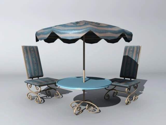 beach table and chair 3D Model .c4d .max .obj .3ds .fbx .stl .blend