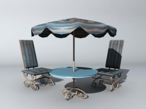beach table and chair 3D Model