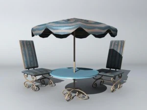 пляжний стіл і стілець 3D Модель