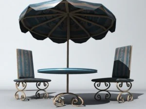 beach table and chair 3D Model