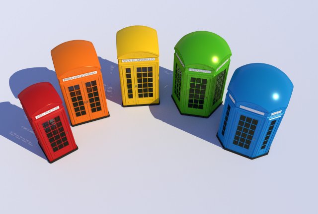 5x classic british phone both different shapes Modelo 3D .c4d .max .obj .3ds .fbx .stl .blend 