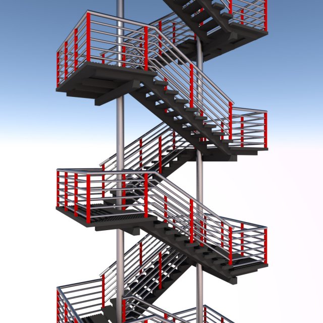 fire escape metal stairs 3D Model .c4d .max .obj .3ds .fbx .stl .blend 