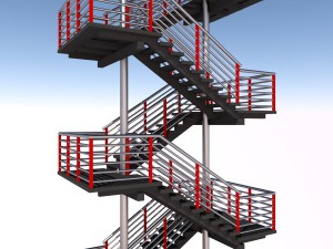 fire escape metal stairs 3D Model
