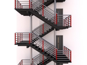 fire escape metal stairs 3D Model