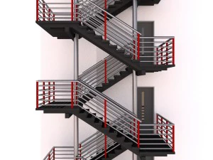 fire escape metal stairs 3D Model