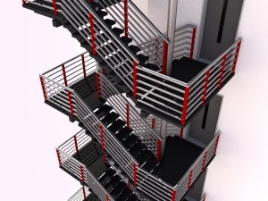 fire escape metal stairs 3D Model