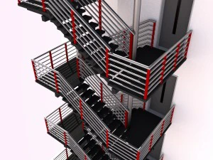 fire escape metal stairs 3D Model