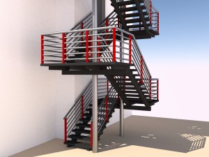 fire escape metal stairs 3D Model