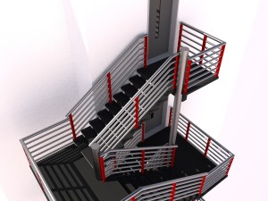 fire escape metal stairs 3D Model