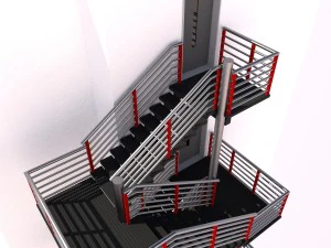 fire escape metal stairs 3D Model