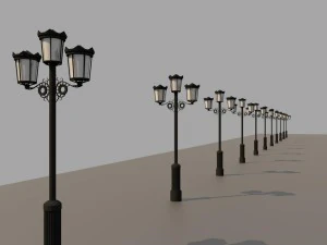 5x classical street lights 3D Model