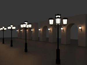 5x classical street lights 3D Model