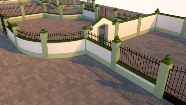 modular fences gates and walls 3D Model .c4d .max .obj .3ds .fbx .stl .blend 