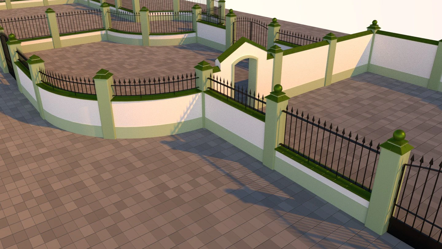 modular fences gates and walls 3D Model .c4d .max .obj .3ds .fbx .stl .blend