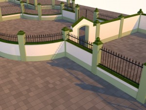 modular fences gates and walls 3D Model