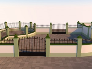 modular fences gates and walls 3D Model