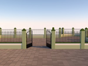 modular fences gates and walls 3D Model