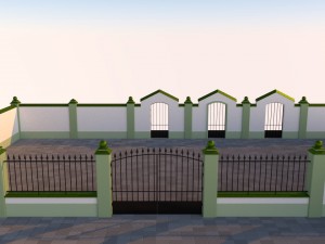 modular fences gates and walls 3D Model