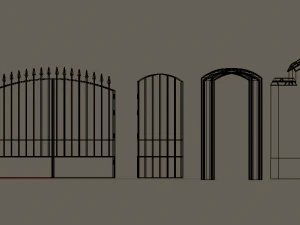 modular fences gates and walls 3D Model