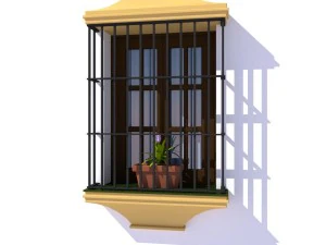 janela espanhola t&iacute;pica Modelo 3D