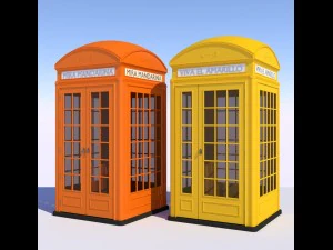 2x classic british phone both large width 3D Model