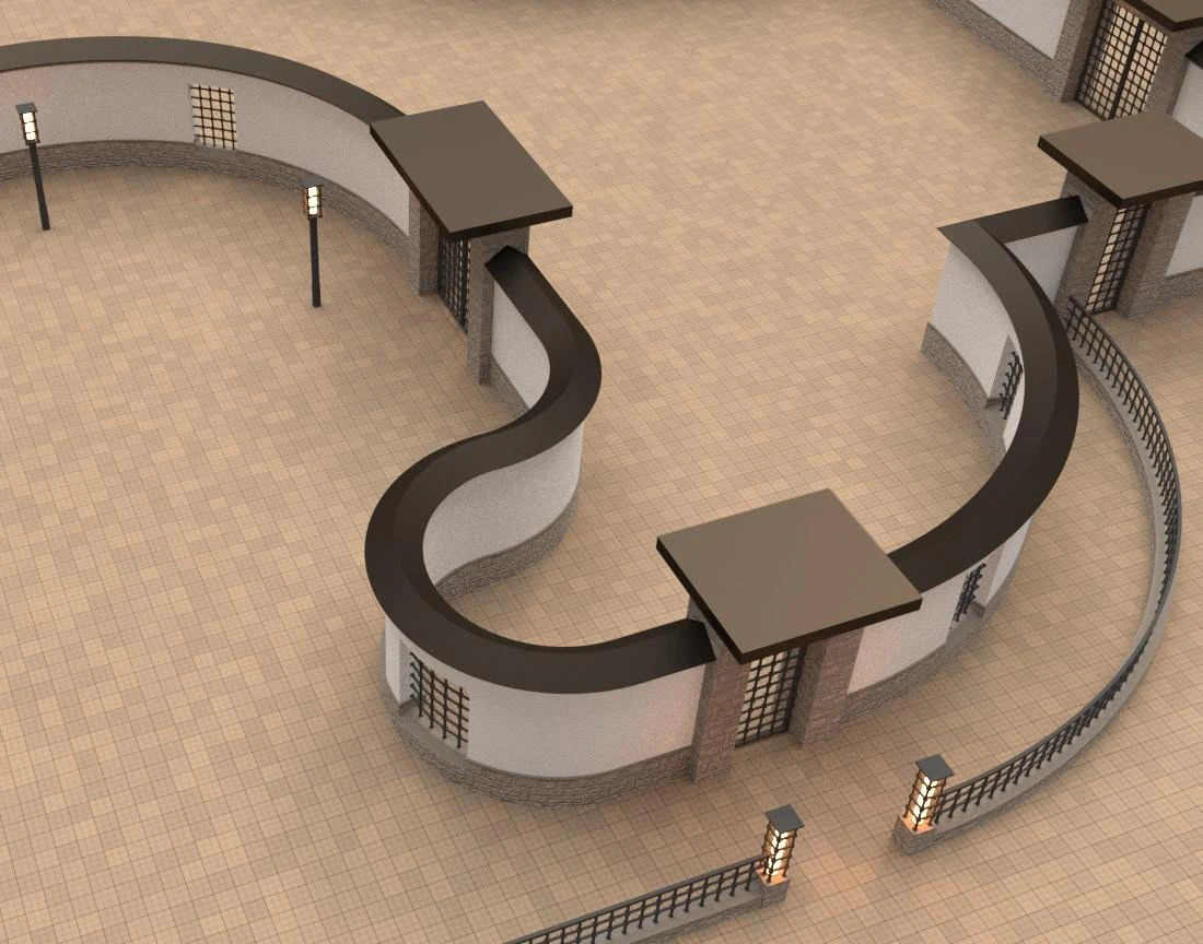 modular gates walls and fences set 3D Model .c4d .max .obj .3ds .fbx .stl .blend 