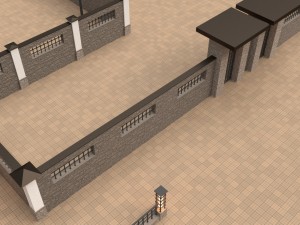 modular gates walls and fences set Model 3D