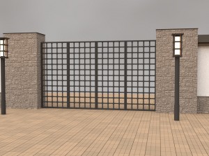 modular gates walls and fences set Model 3D